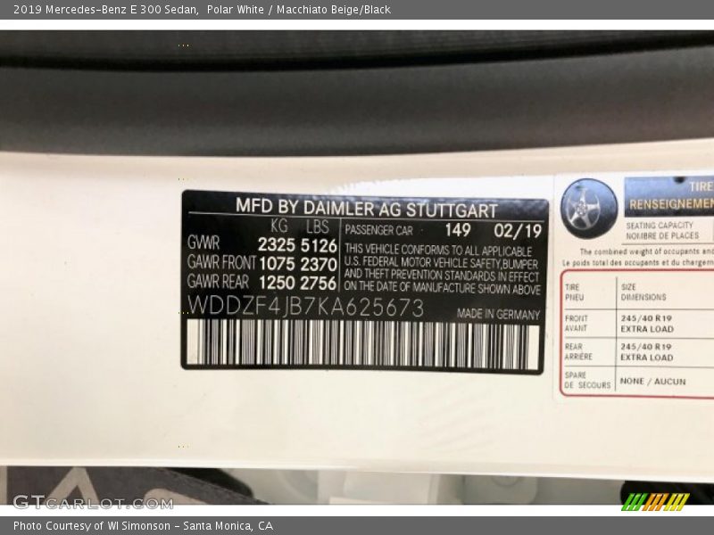 Polar White / Macchiato Beige/Black 2019 Mercedes-Benz E 300 Sedan