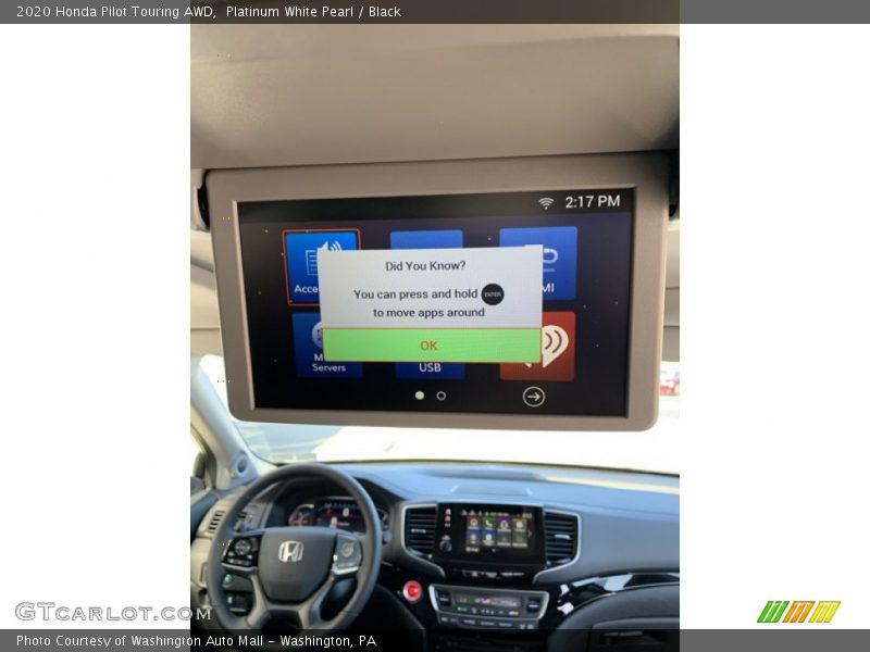 Platinum White Pearl / Black 2020 Honda Pilot Touring AWD