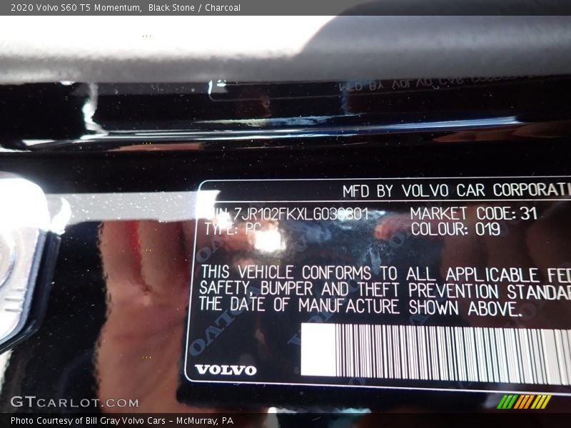 Black Stone / Charcoal 2020 Volvo S60 T5 Momentum