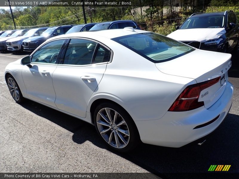Crystal White Pearl Metallic / Blond 2020 Volvo S60 T6 AWD Momentum