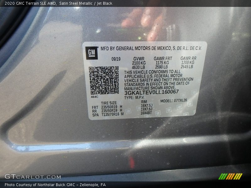 Satin Steel Metallic / Jet Black 2020 GMC Terrain SLE AWD