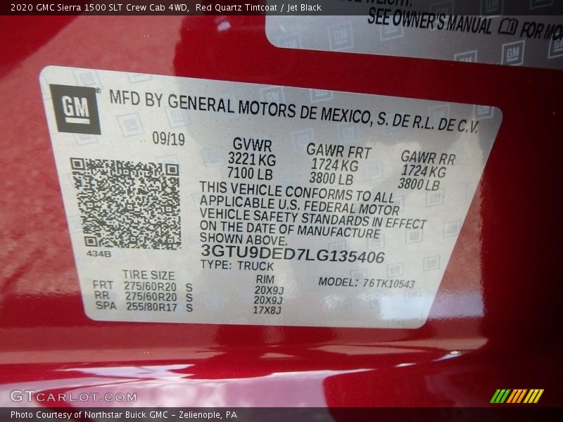 Red Quartz Tintcoat / Jet Black 2020 GMC Sierra 1500 SLT Crew Cab 4WD
