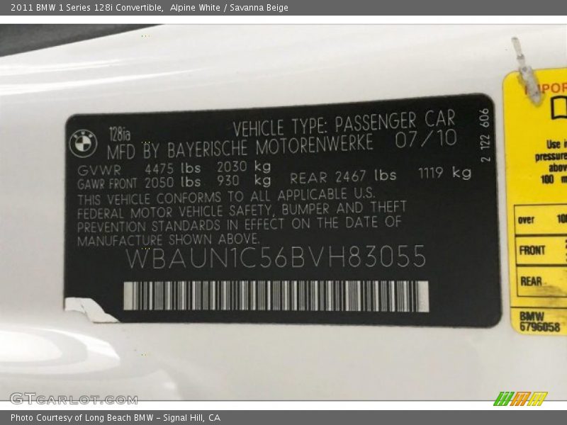 Alpine White / Savanna Beige 2011 BMW 1 Series 128i Convertible
