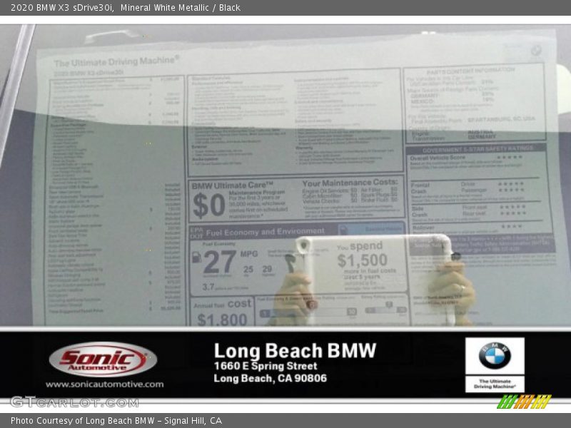 Mineral White Metallic / Black 2020 BMW X3 sDrive30i