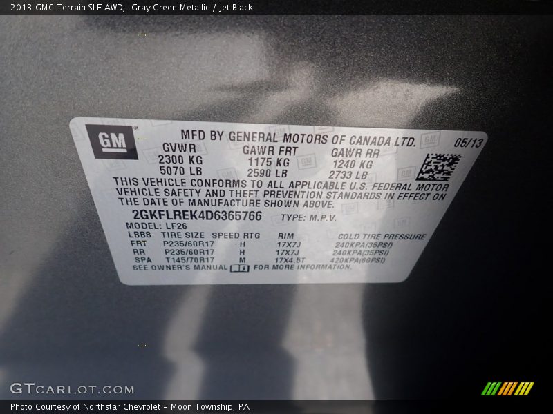 Gray Green Metallic / Jet Black 2013 GMC Terrain SLE AWD