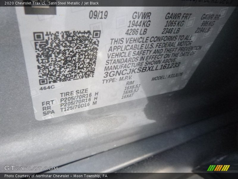Satin Steel Metallic / Jet Black 2020 Chevrolet Trax LS