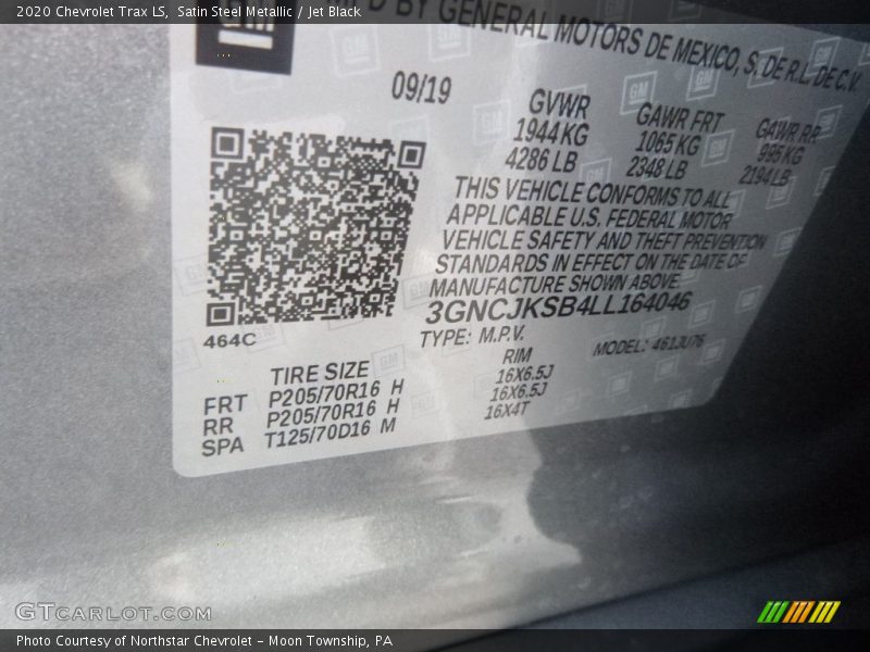 Satin Steel Metallic / Jet Black 2020 Chevrolet Trax LS