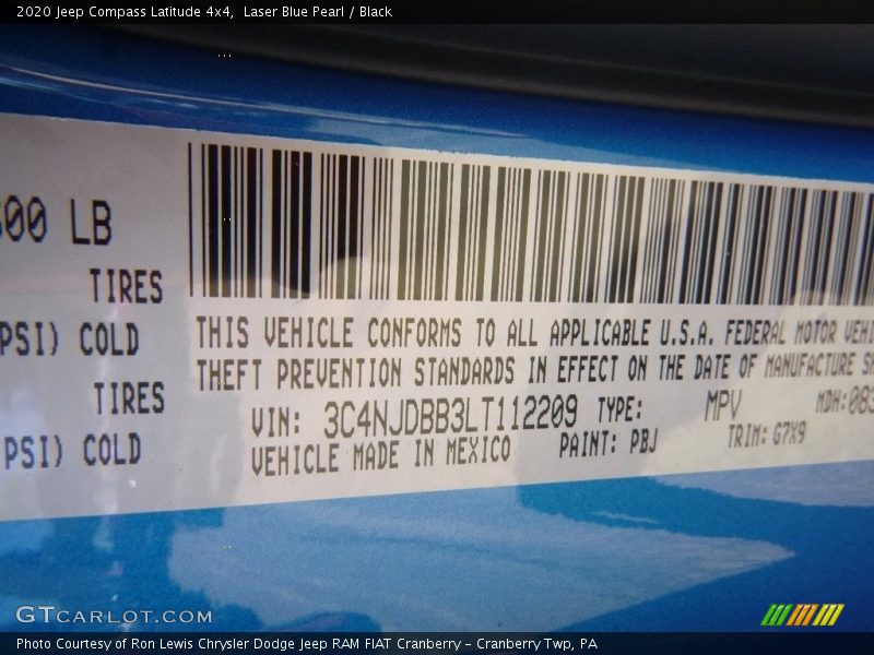 Laser Blue Pearl / Black 2020 Jeep Compass Latitude 4x4