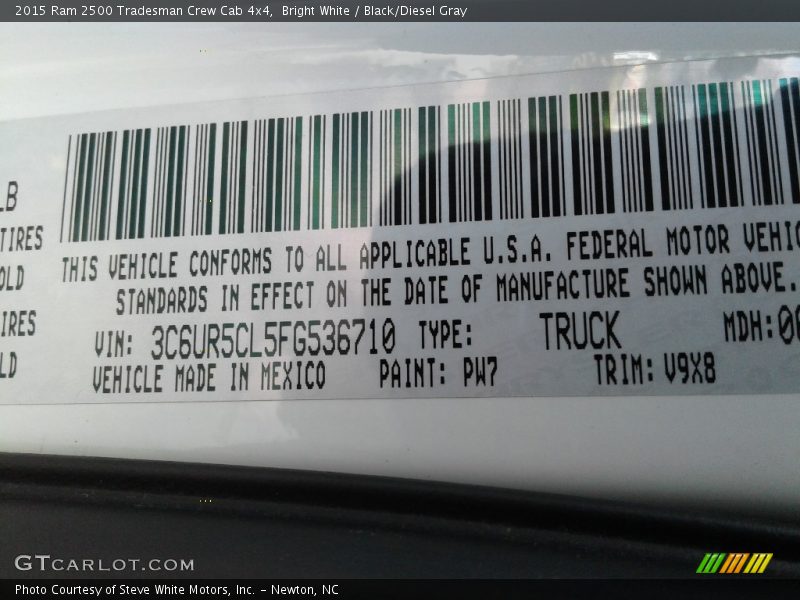 Bright White / Black/Diesel Gray 2015 Ram 2500 Tradesman Crew Cab 4x4