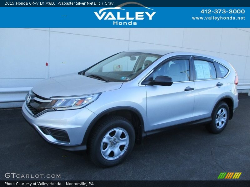 Alabaster Silver Metallic / Gray 2015 Honda CR-V LX AWD