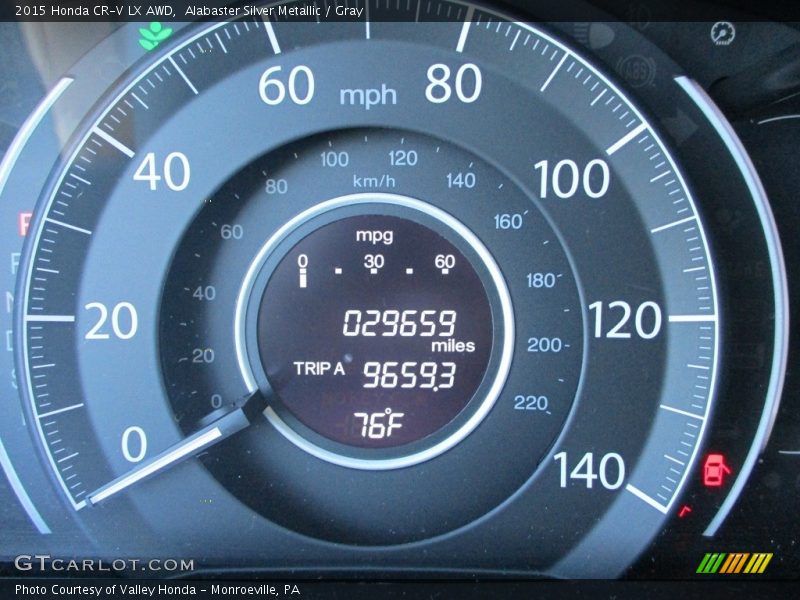 Alabaster Silver Metallic / Gray 2015 Honda CR-V LX AWD