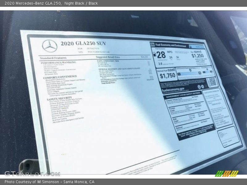 Night Black / Black 2020 Mercedes-Benz GLA 250