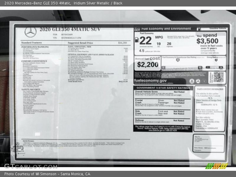 Iridium Silver Metallic / Black 2020 Mercedes-Benz GLE 350 4Matic