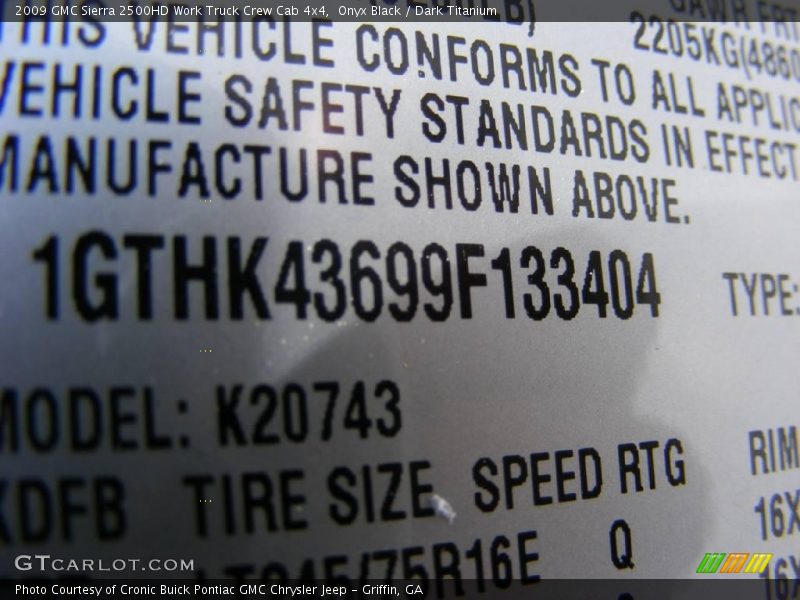 Onyx Black / Dark Titanium 2009 GMC Sierra 2500HD Work Truck Crew Cab 4x4