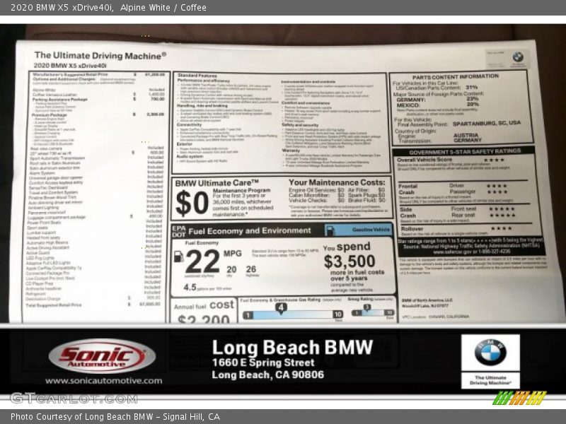 Alpine White / Coffee 2020 BMW X5 xDrive40i