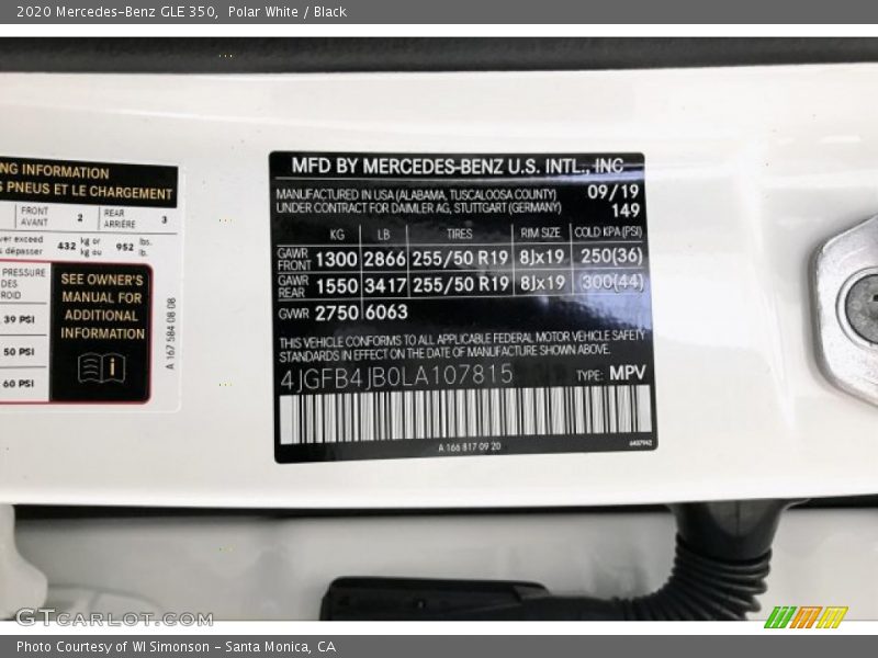 Polar White / Black 2020 Mercedes-Benz GLE 350