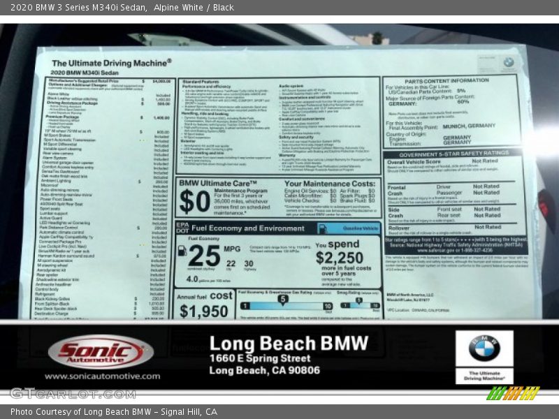 Alpine White / Black 2020 BMW 3 Series M340i Sedan