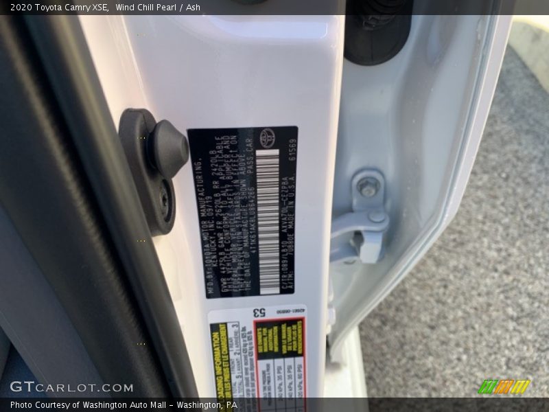 Wind Chill Pearl / Ash 2020 Toyota Camry XSE