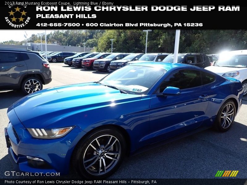 Lightning Blue / Ebony 2017 Ford Mustang Ecoboost Coupe