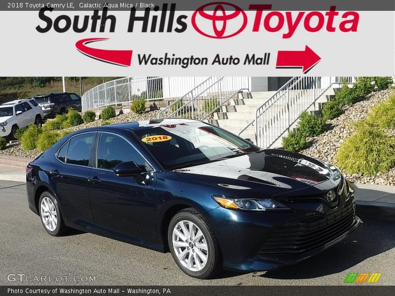 Galactic Aqua Mica / Black 2018 Toyota Camry LE
