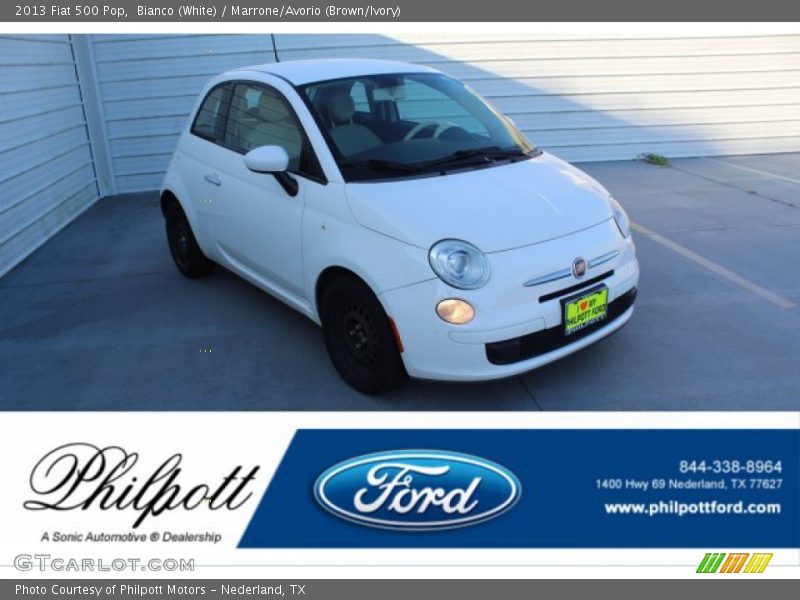 Bianco (White) / Marrone/Avorio (Brown/Ivory) 2013 Fiat 500 Pop