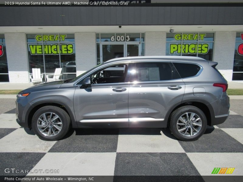 Machine Gray / Espresso/Gray 2019 Hyundai Santa Fe Ultimate AWD