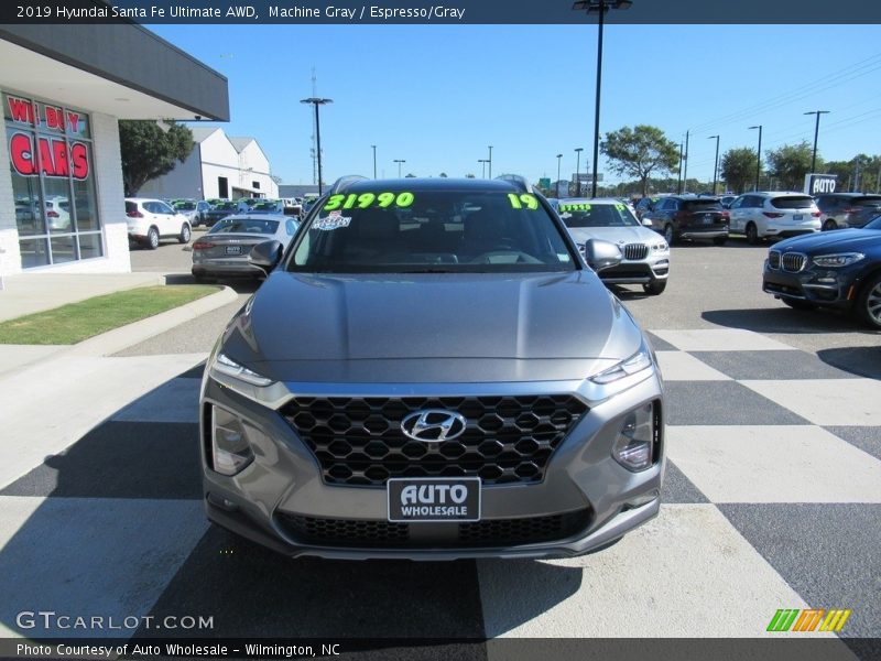 Machine Gray / Espresso/Gray 2019 Hyundai Santa Fe Ultimate AWD
