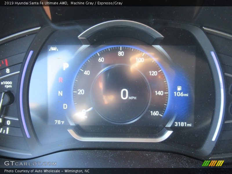 Machine Gray / Espresso/Gray 2019 Hyundai Santa Fe Ultimate AWD