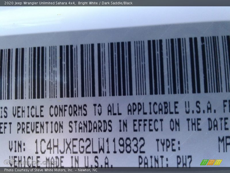 Bright White / Dark Saddle/Black 2020 Jeep Wrangler Unlimited Sahara 4x4