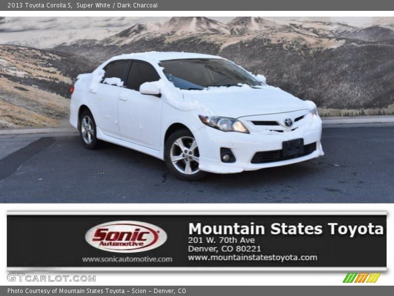 Super White / Dark Charcoal 2013 Toyota Corolla S