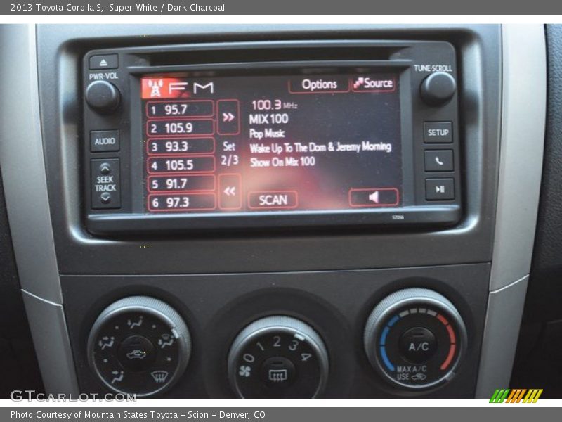 Super White / Dark Charcoal 2013 Toyota Corolla S