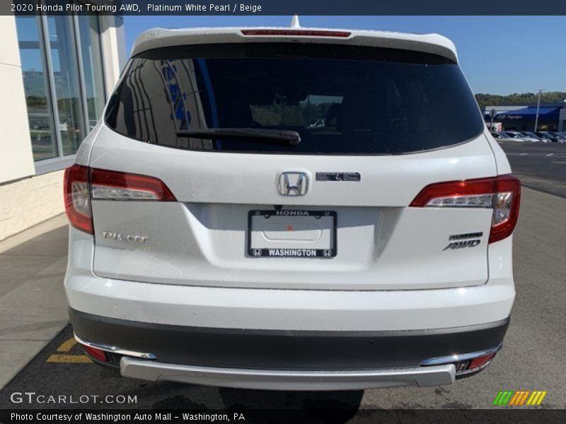 Platinum White Pearl / Beige 2020 Honda Pilot Touring AWD