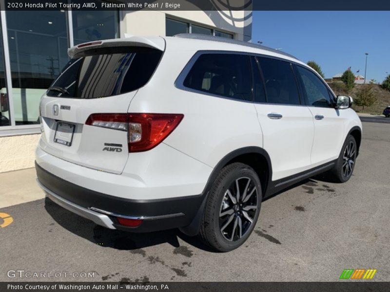 Platinum White Pearl / Beige 2020 Honda Pilot Touring AWD