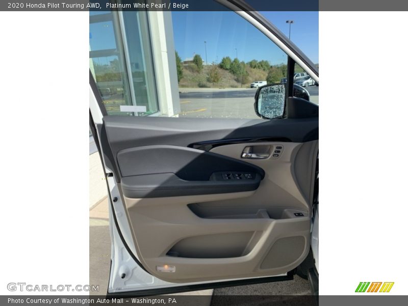 Platinum White Pearl / Beige 2020 Honda Pilot Touring AWD