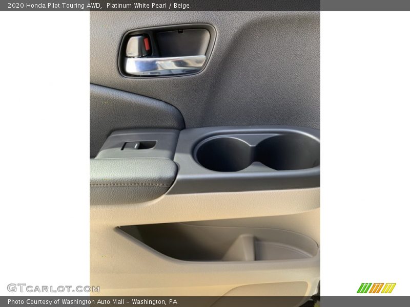 Platinum White Pearl / Beige 2020 Honda Pilot Touring AWD