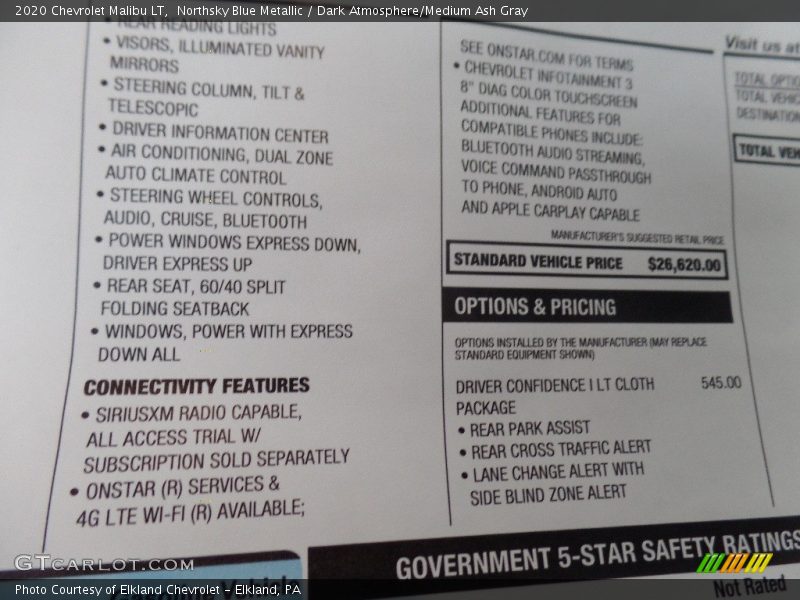Northsky Blue Metallic / Dark Atmosphere/Medium Ash Gray 2020 Chevrolet Malibu LT