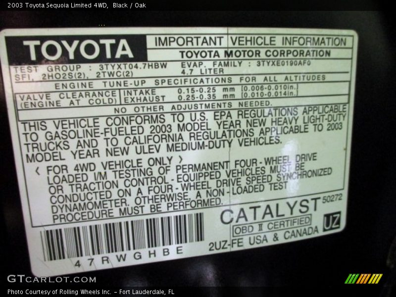 Black / Oak 2003 Toyota Sequoia Limited 4WD