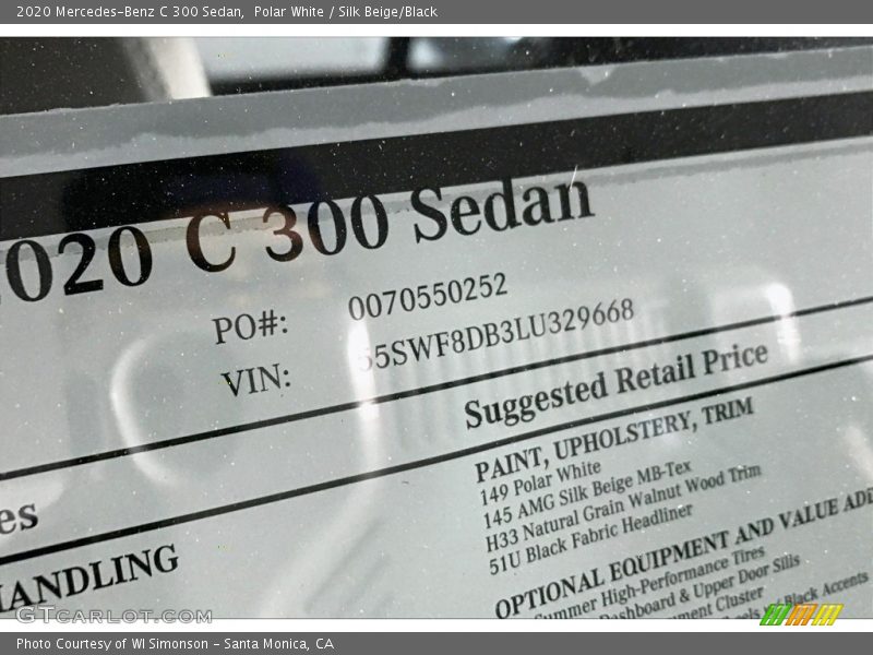 Polar White / Silk Beige/Black 2020 Mercedes-Benz C 300 Sedan