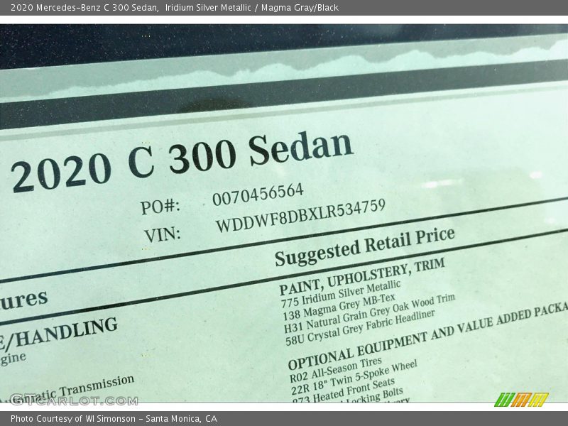 Iridium Silver Metallic / Magma Gray/Black 2020 Mercedes-Benz C 300 Sedan