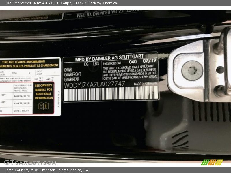 2020 AMG GT R Coupe Black Color Code 040