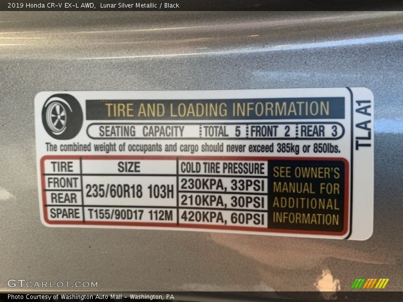 Lunar Silver Metallic / Black 2019 Honda CR-V EX-L AWD