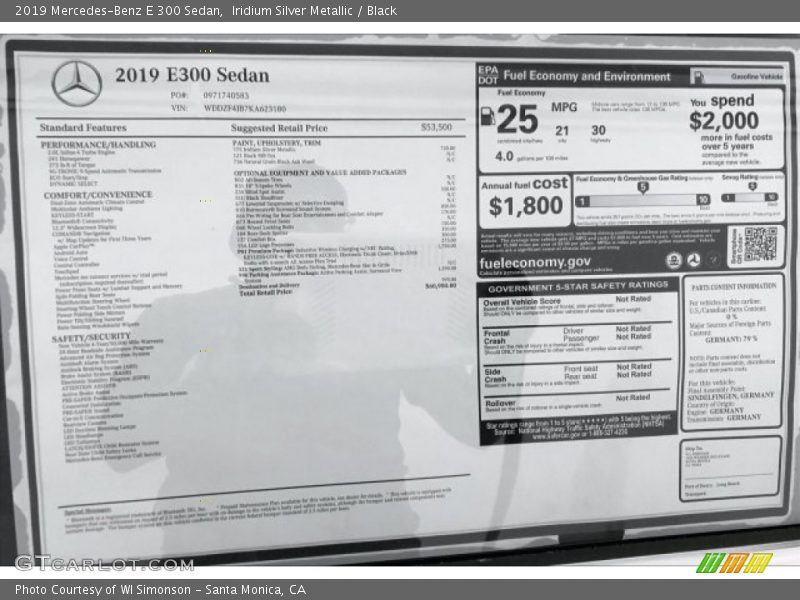 Iridium Silver Metallic / Black 2019 Mercedes-Benz E 300 Sedan
