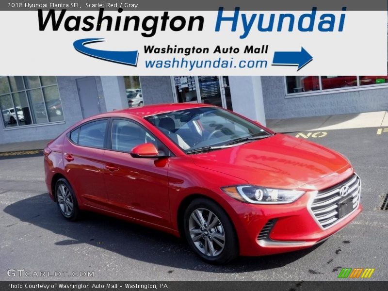 Scarlet Red / Gray 2018 Hyundai Elantra SEL