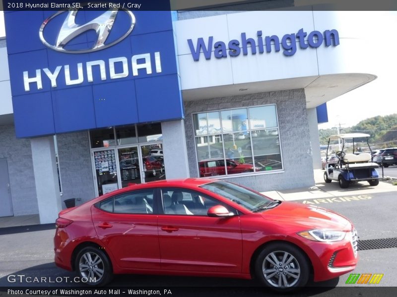 Scarlet Red / Gray 2018 Hyundai Elantra SEL