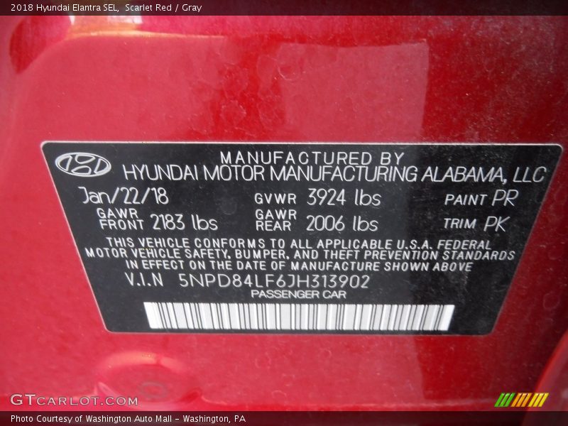 Scarlet Red / Gray 2018 Hyundai Elantra SEL