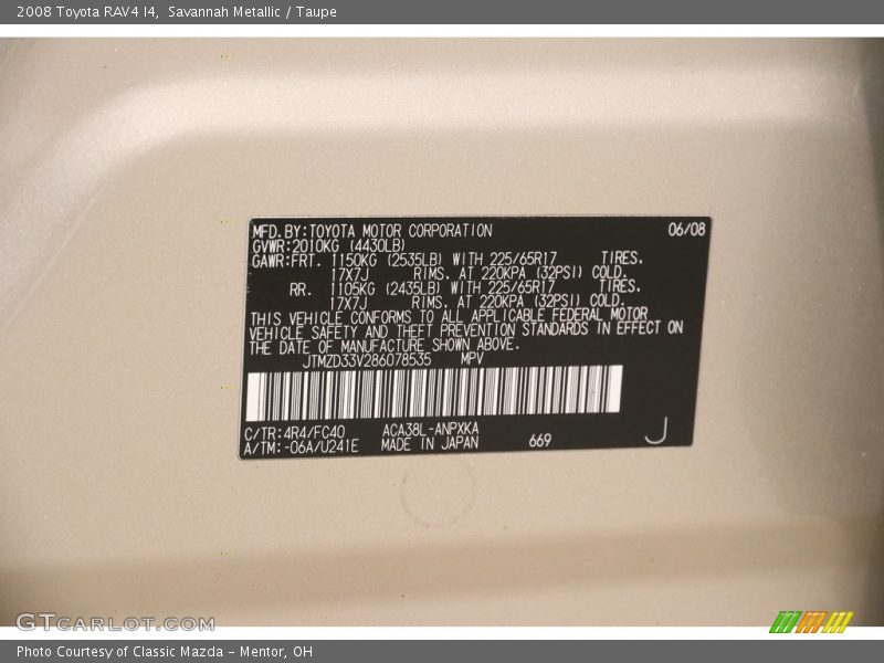 Savannah Metallic / Taupe 2008 Toyota RAV4 I4