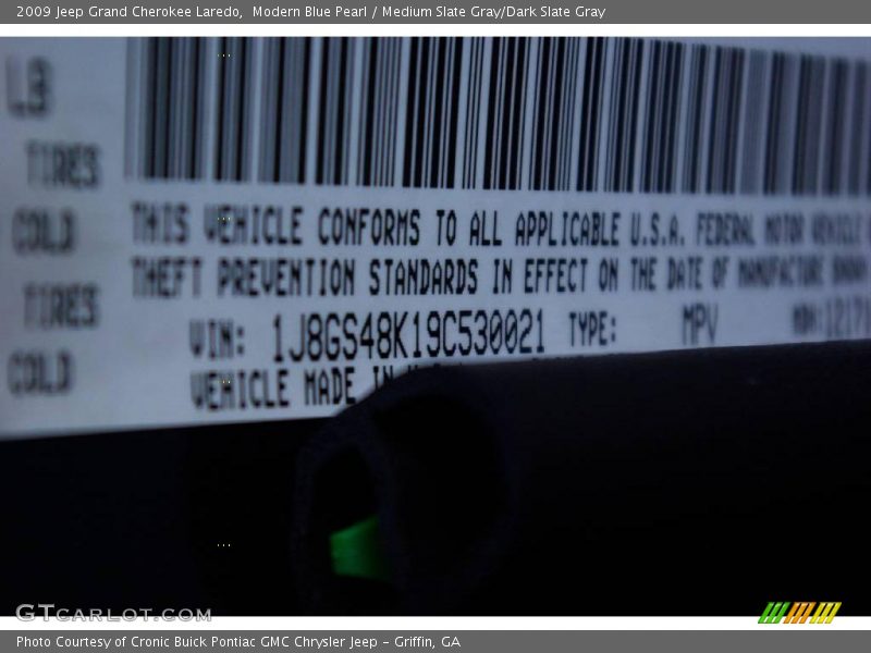 Modern Blue Pearl / Medium Slate Gray/Dark Slate Gray 2009 Jeep Grand Cherokee Laredo