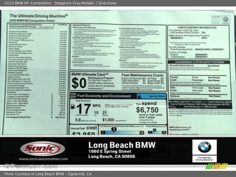 Singapore Grey Metallic / Silverstone 2020 BMW M5 Competition