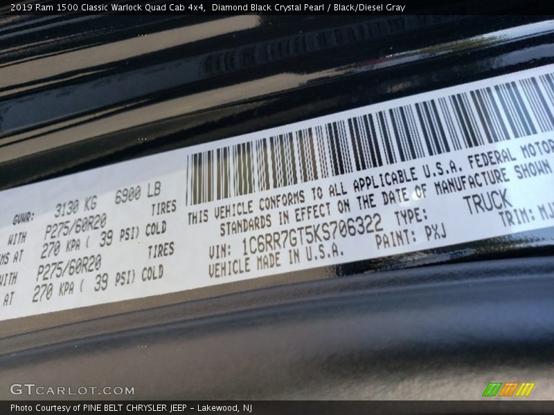 Diamond Black Crystal Pearl / Black/Diesel Gray 2019 Ram 1500 Classic Warlock Quad Cab 4x4