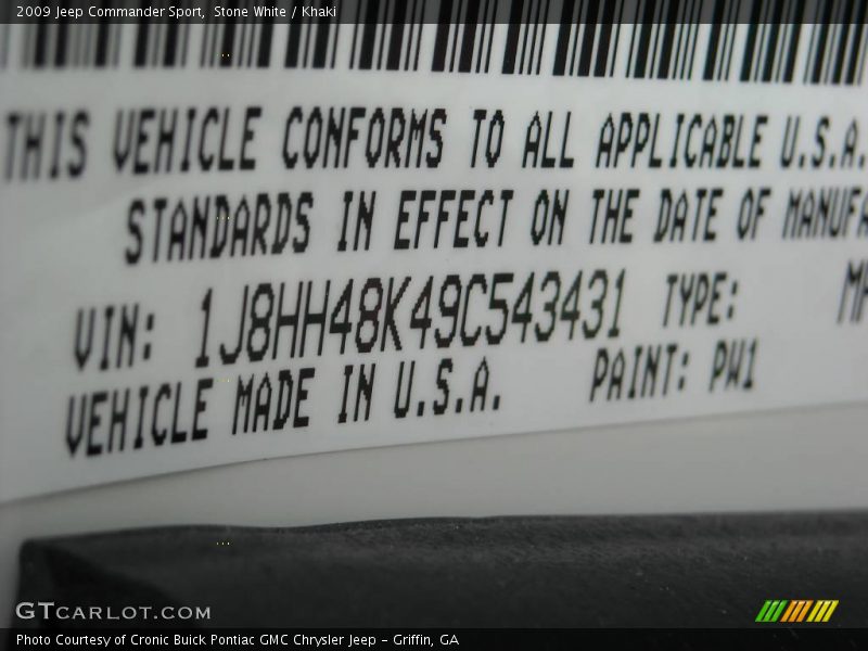 Stone White / Khaki 2009 Jeep Commander Sport